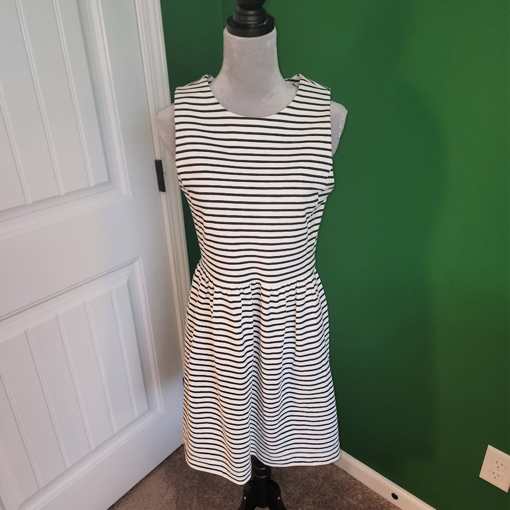 NWT J Crew Navy Striped Sleeveless Dress - Size S